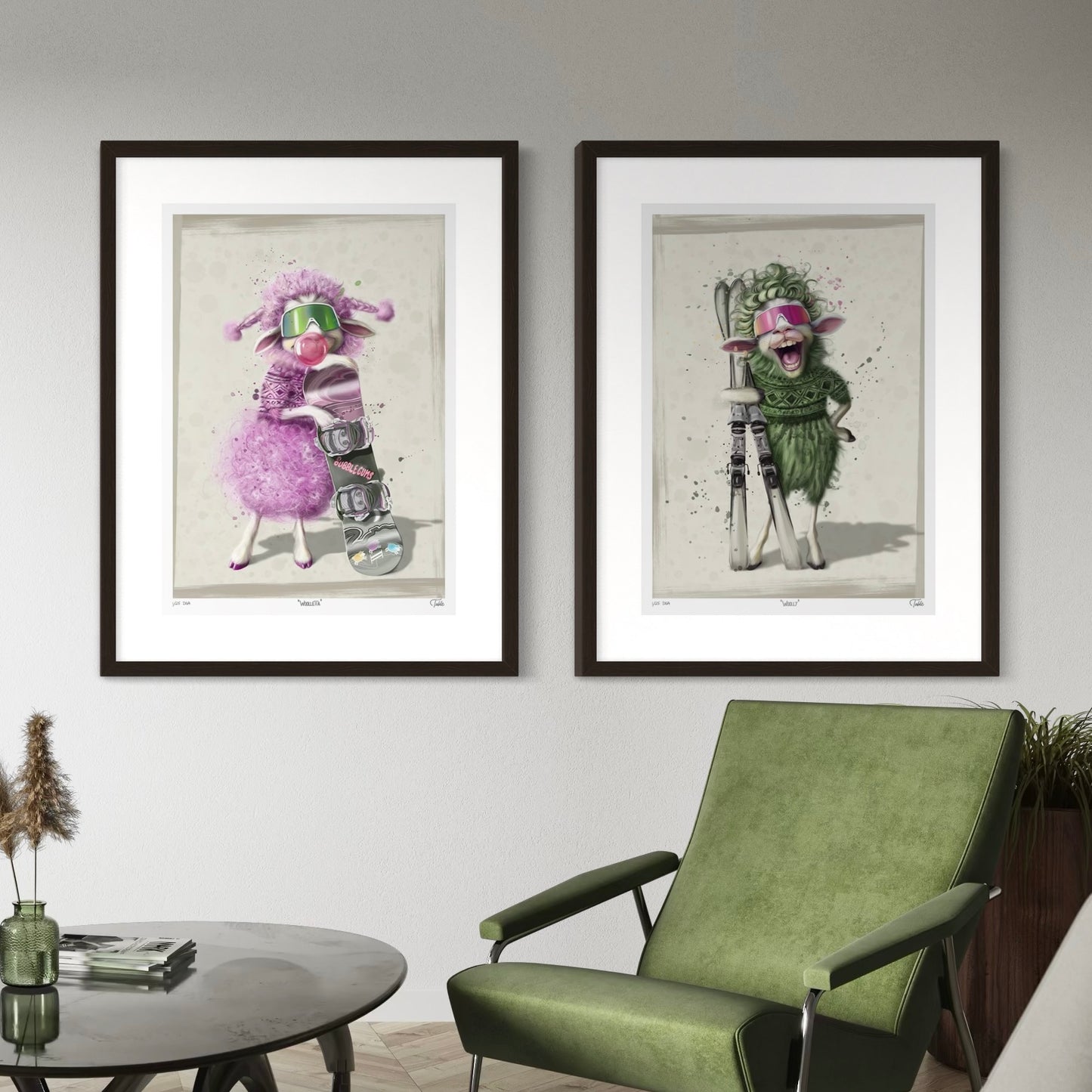 Woolletta the Snowboarding Sheep - Giclée